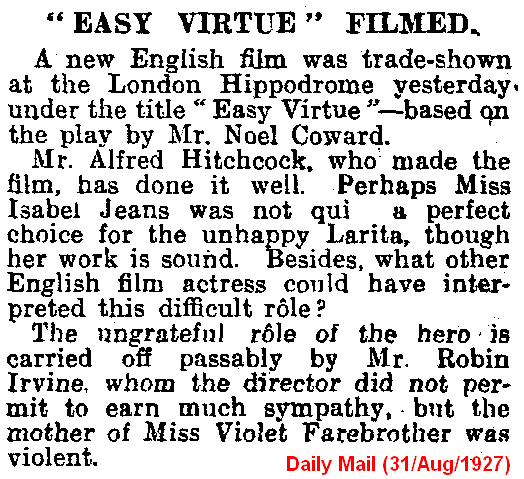 Easy Virtue (1928) - filmed